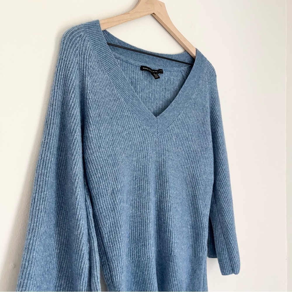 White House Black Market Wool Women’s 3/4 Drama Sleeve Sweater Blue Size Small - Picture 6 of 11